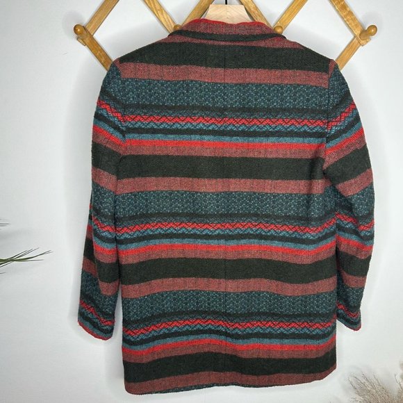 Lawrence Bruce Vintage Aztec Southwestern Wool Blend Stripe Blazer Size 2 Petite - Picture 3 of 4